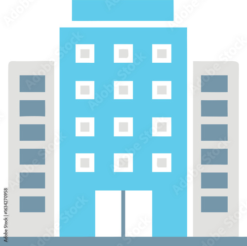 Blue and Gray Modern Office Building Icon for Urban Architecture