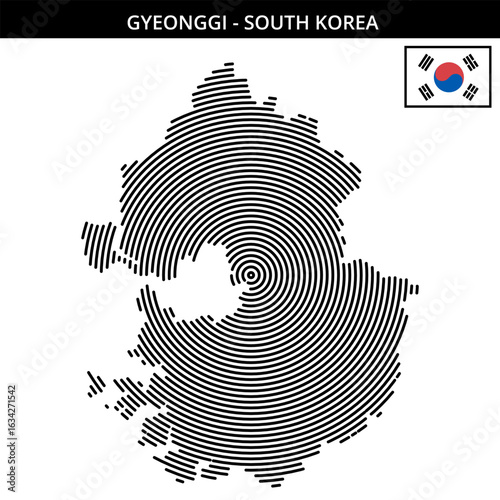 Gyeonggi South Korea with geographical city map and flag