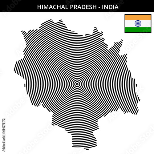 Himachal Pradesh map with its recognizable circular design