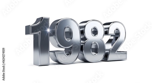 Obraz na płótnie Metallic 1982 Isolated on White Background