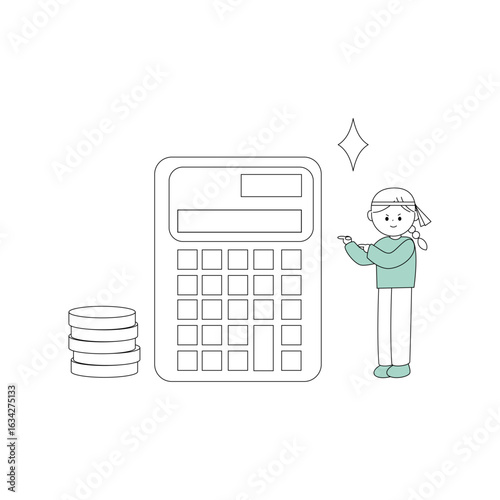 本気で節約する気の女性のイラスト