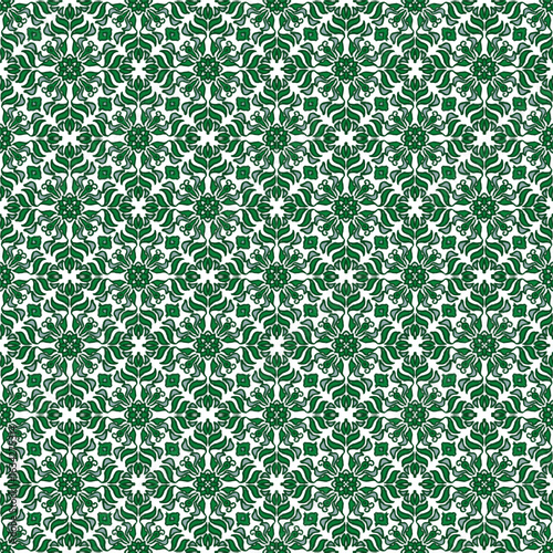 Green flowers, beautiful seamless patterns