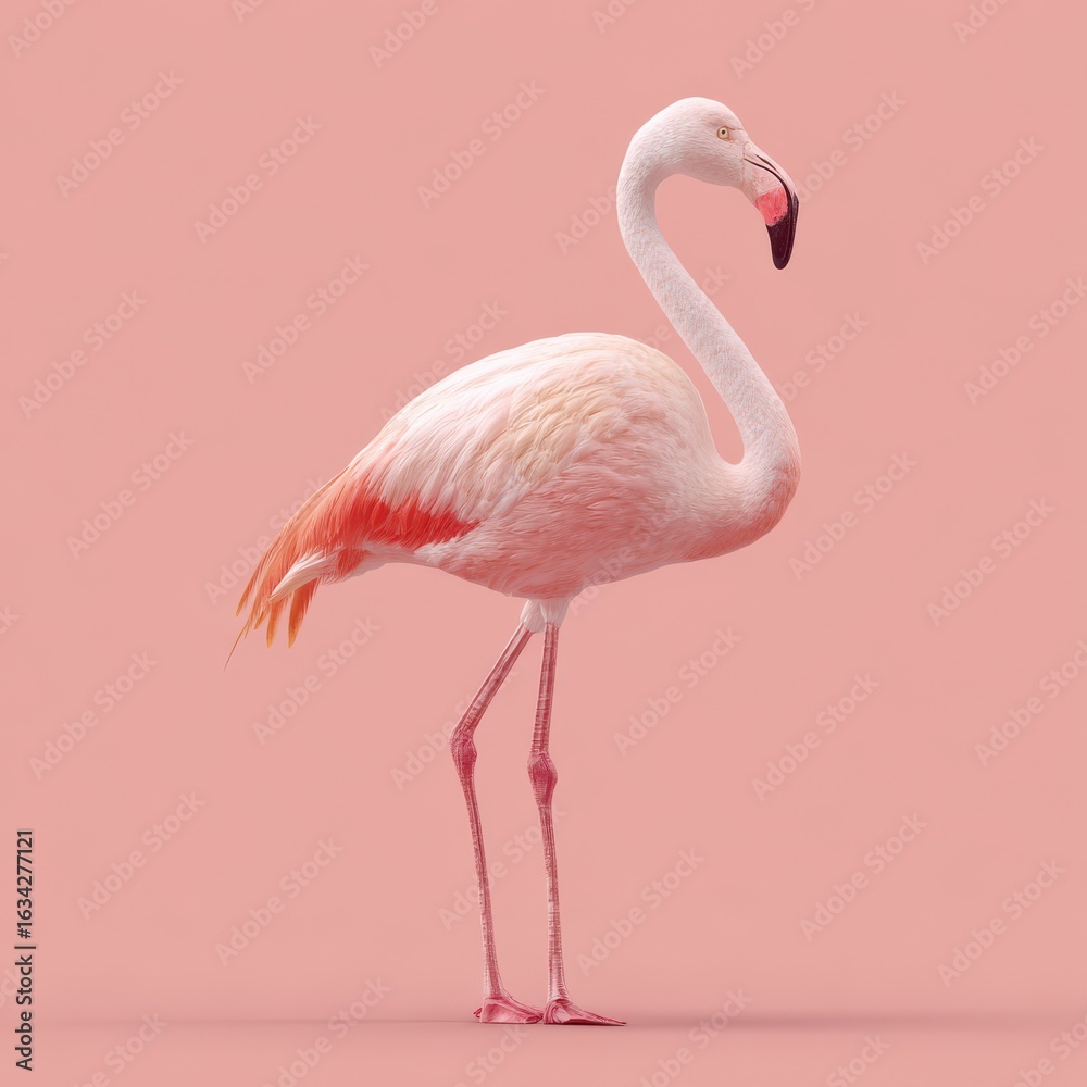 Fototapeta premium flamingo standing PNG, soft pink