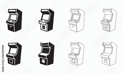 Retro Arcade Game Cabinets: Vector Illustration Set

