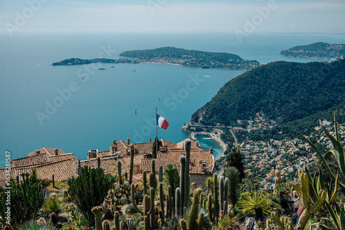 Scenic View of the French Riviera from Eze Village with Vibrant Landscapes and Mediterranean Sea