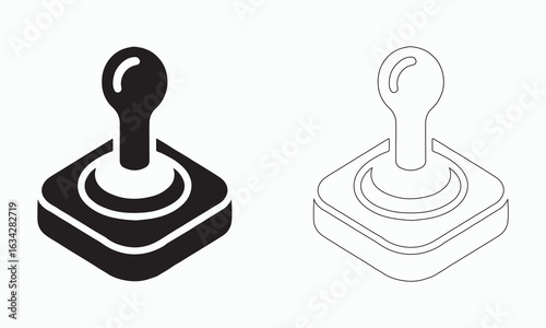 Vector Illustration of a Classic Joystick in Black and White
