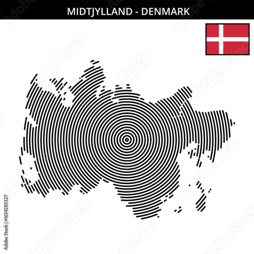 Midtjylland Denmark with circular geographical maps