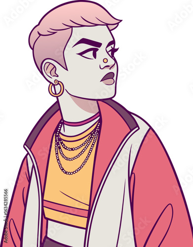 High-Quality Vector Art of a Gen Z Character looking side