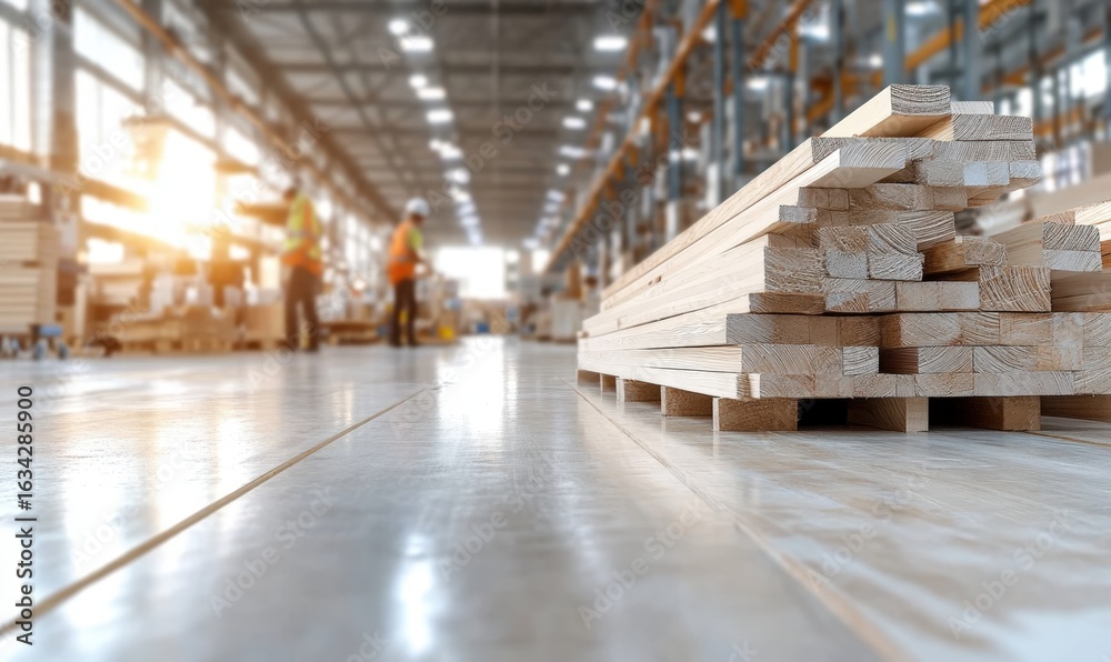 custom made wallpaper toronto digitalVarious types of wooden planks are stacked neatly in a workshop, showcasing different textures and colors illuminated by soft afternoon light, ready for upcoming building projects