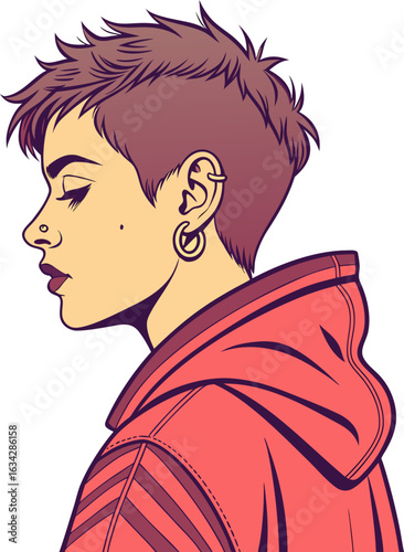 Sharp Vector Portrait of a Gen Z Individual in Studio Light