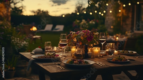 Wallpaper Mural Romantic Outdoor Dinner Setting with Beautiful Garden Ambiance Torontodigital.ca