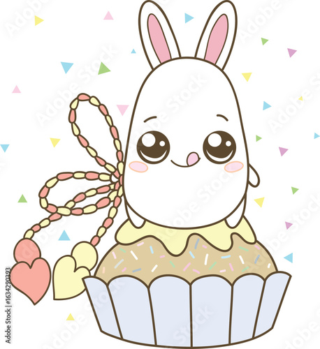 kawaii rabbit on a cake