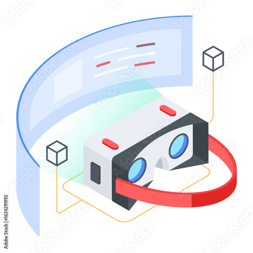 Futuristic Virtual Reality Headset Immersive Digital Experience Isometric Illustration