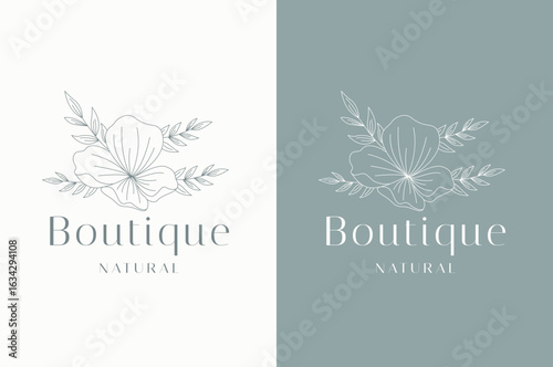 Minimalist Flower Boutique Logo Elegant Line Art Design for Cosmetics, Fashion, and Flower Shop