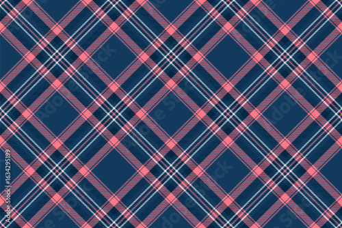 Tissue textile plaid background, mesh check tartan vector. Sea texture seamless fabric pattern in cyan and red colors.