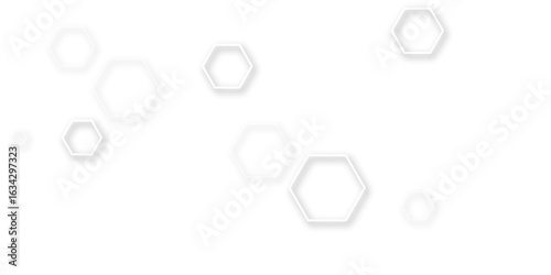 "Transparent hexagonal shapes and soft shadows with white abstract background. Clean minimal design ideal for technology, healthcare, science, digital network, and futuristic UI concepts"
