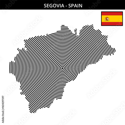 Geographical map of Segovia Spain featuring country flag
