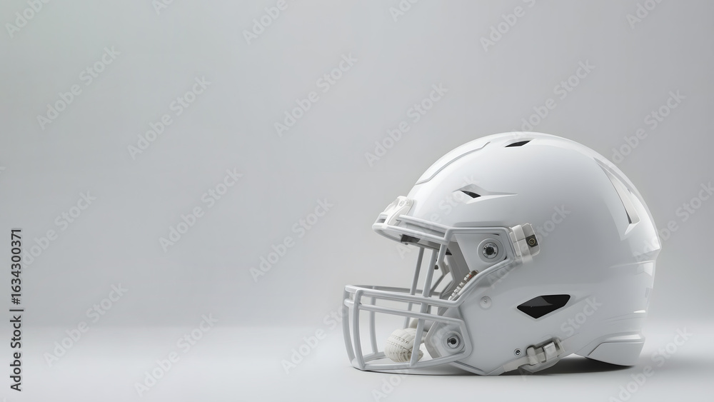 Fototapeta premium Blank White American Football Helmet on a White Studio Background