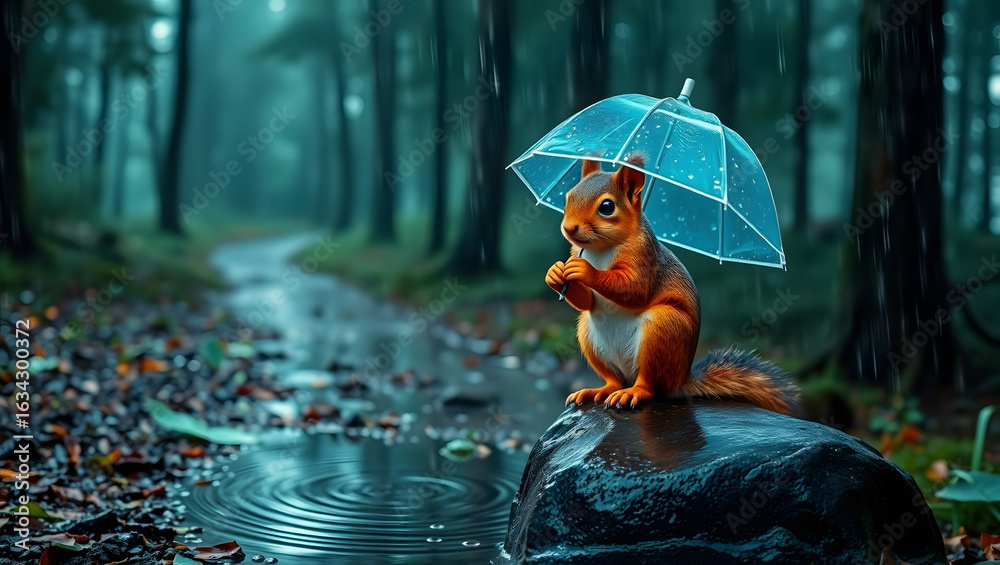 Fototapeta premium Cute Animal Characters in Breathtaking Natural Scenes