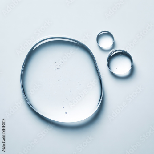Large Clear Liquid Droplet with Smaller Droplets transparent
