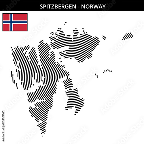 Spitzbergen Norway with detailed geographical map design