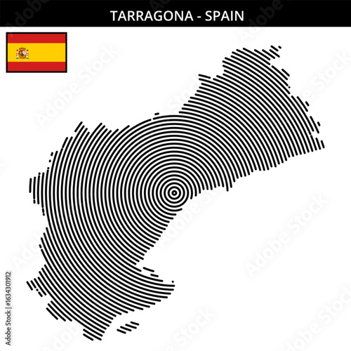 Tarragona map design featuring concentric circle outlines