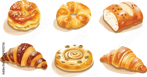 Assortment of baked goods illustration