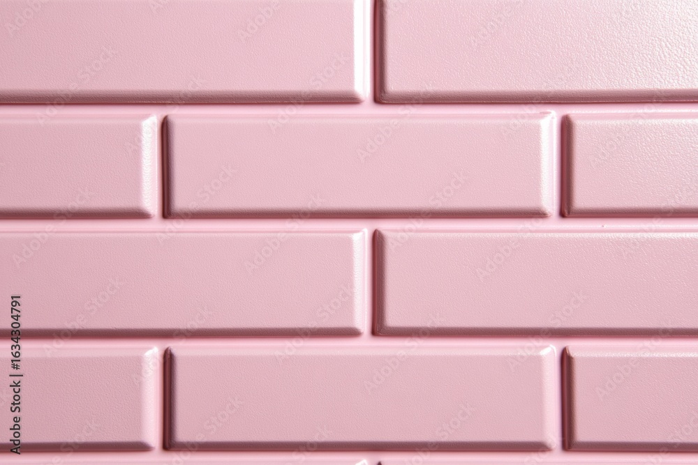 Obraz premium Pink Brick Wall: A close-up shot of a vibrant pink brick wall. The image highlights the texture and geometric pattern of the bricks, showcasing a clean, modern aesthetic. 