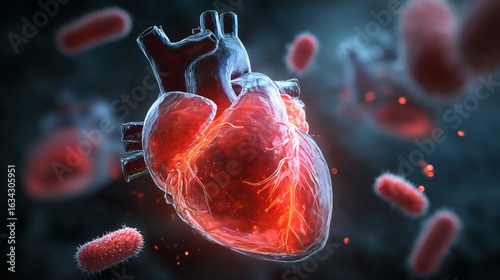Heart Bacteria Bacterial Endocarditis Visual Medical Concept Stock Photo