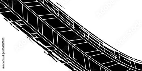 Tire tread marks, wheel textures, tire marks - car racing, motocross, drift, rally, off-road and others. Vector black isolated texture in grunge style with splashes.eps10