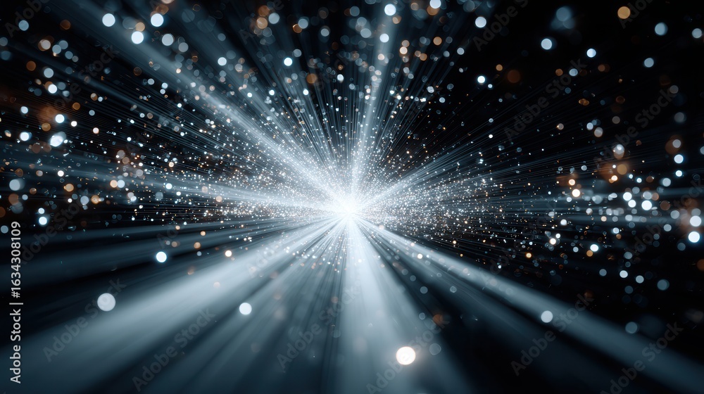 Naklejka premium Light bursts particles cosmos concept