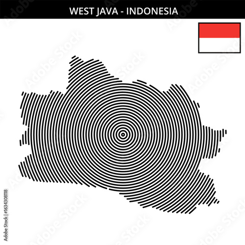 West Java Indonesia city map with concentric design