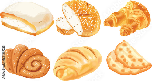 Assortment of baked goods illustration