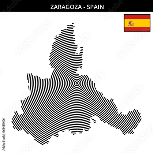 Unique circular map design of Zaragoza Spain highlighting its culture