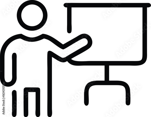 Person presenting at a whiteboard isolated on transparent background