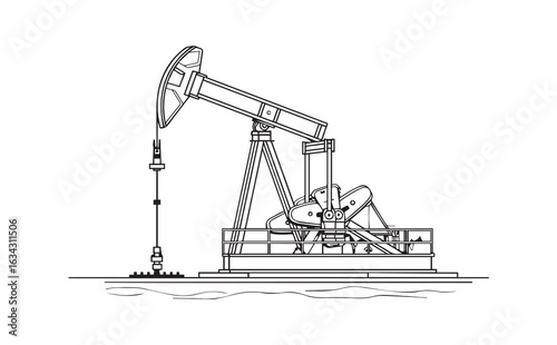 Vector oil pump jack illustration, oil rig, drilling equipment