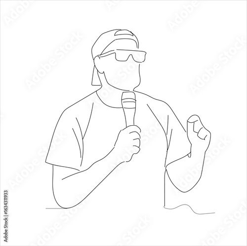 line of people talking on the mic. elegant talking man holding microphone