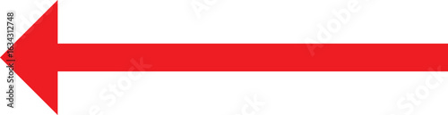 Long arrows. Red arrow pointing vector. Red left arrow icon. Straight long arrow pointing . Vector red long arrow icon. Thin long arrow vector icon. A solid long arrow pointing  on  white background.