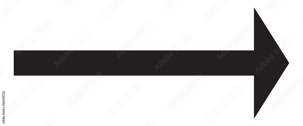 Fototapeta premium Large black icon. A solid long arrow pointing to the right on a white background. Long arrows on white background. Black long right arrows . large arrow pointing right . EPS 10.