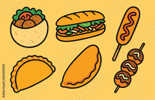 Casual Street Food Snack Icons