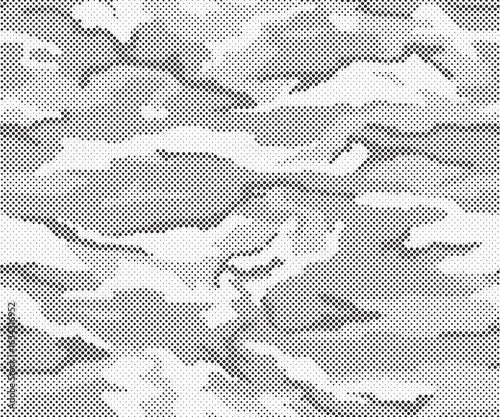 Abstract halftone background. Military camouflage effect dot seamless pattern texture. Dotted background as design element.