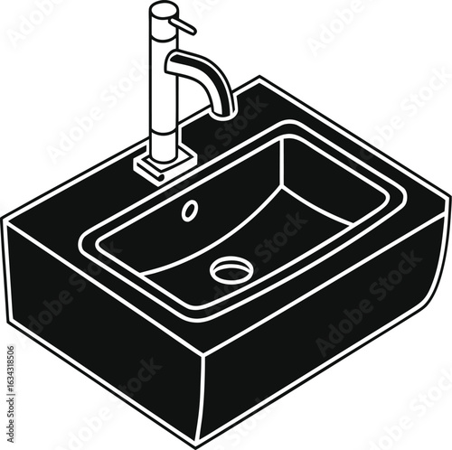 Minimal Wall-Mounted Sink Vector