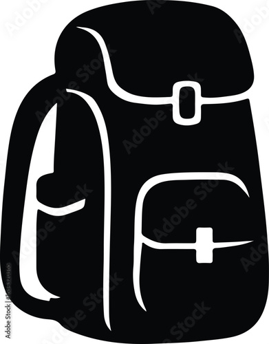 Silhouette backpack rucksack icon for travel and school vector illustrator