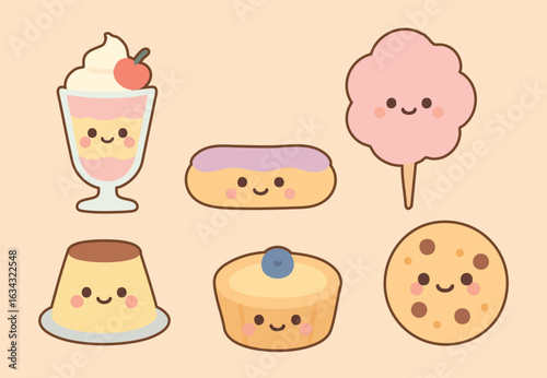 Kawaii Snack Parfait and Pastry Icons
