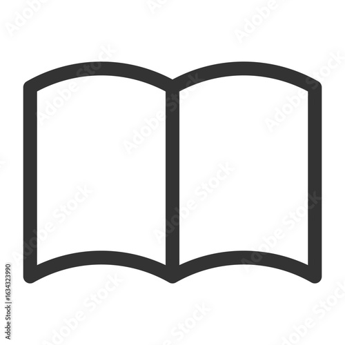 Flat design vector illustration of a black outline icon of an open book (開いた本の黒いアウトラインアイコンのフラットデザインベクターイラスト)