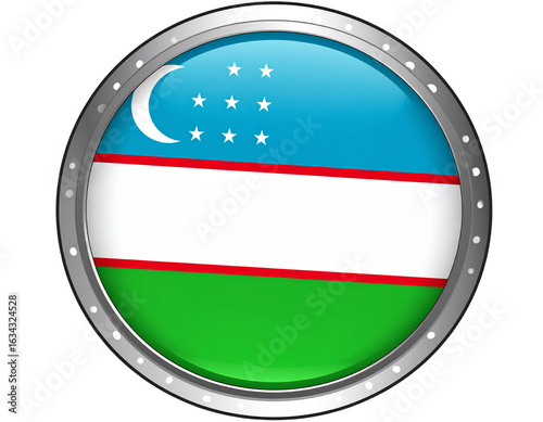 Free Download Tilted 3D Uzbekistan Flag Pin Badge with Shadow, Perspective Angle, Transparent Background - GFXLoad
