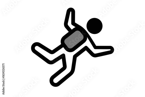 Vector Icon of Falling Person with Backpack
