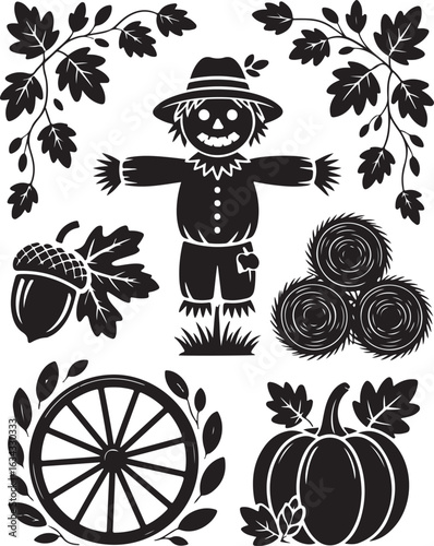 Festive scarecrow with autumn elements for harvest celebration