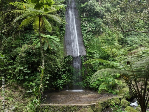Tropical Waterfall in the Jungle of Bali

