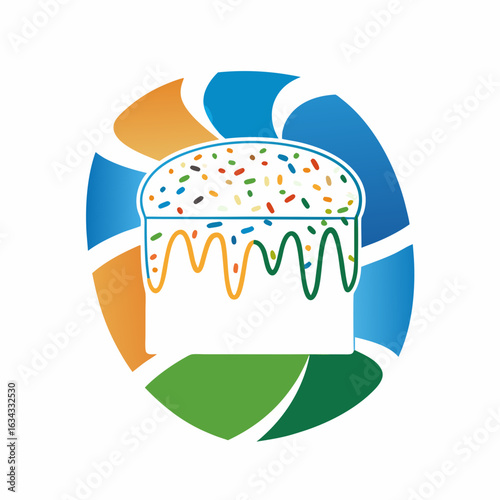 Colorful Easter cake with sprinkles in decorative design  